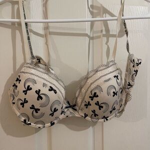 Calvin Klein Black and Cream Bow Print Bra